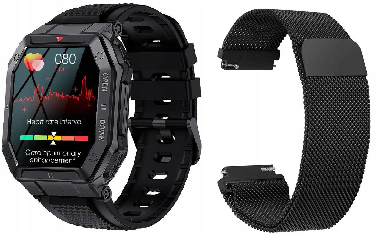 Vyriškas sportinis išmanusis laikrodis + papildomas dirželis ir apyrankė