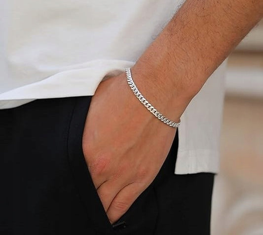 Originali sidabrinė apyrankė vyrams, „Pancerka“, 925 praba, deimantuota