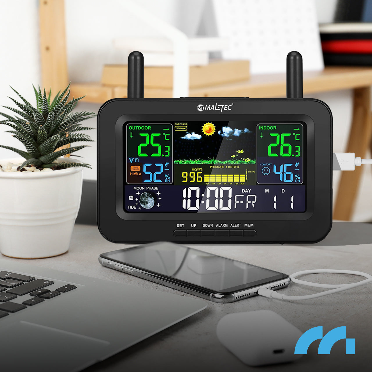 Belaidė stotelis Termometras Barometras Lauko oro jutiklis