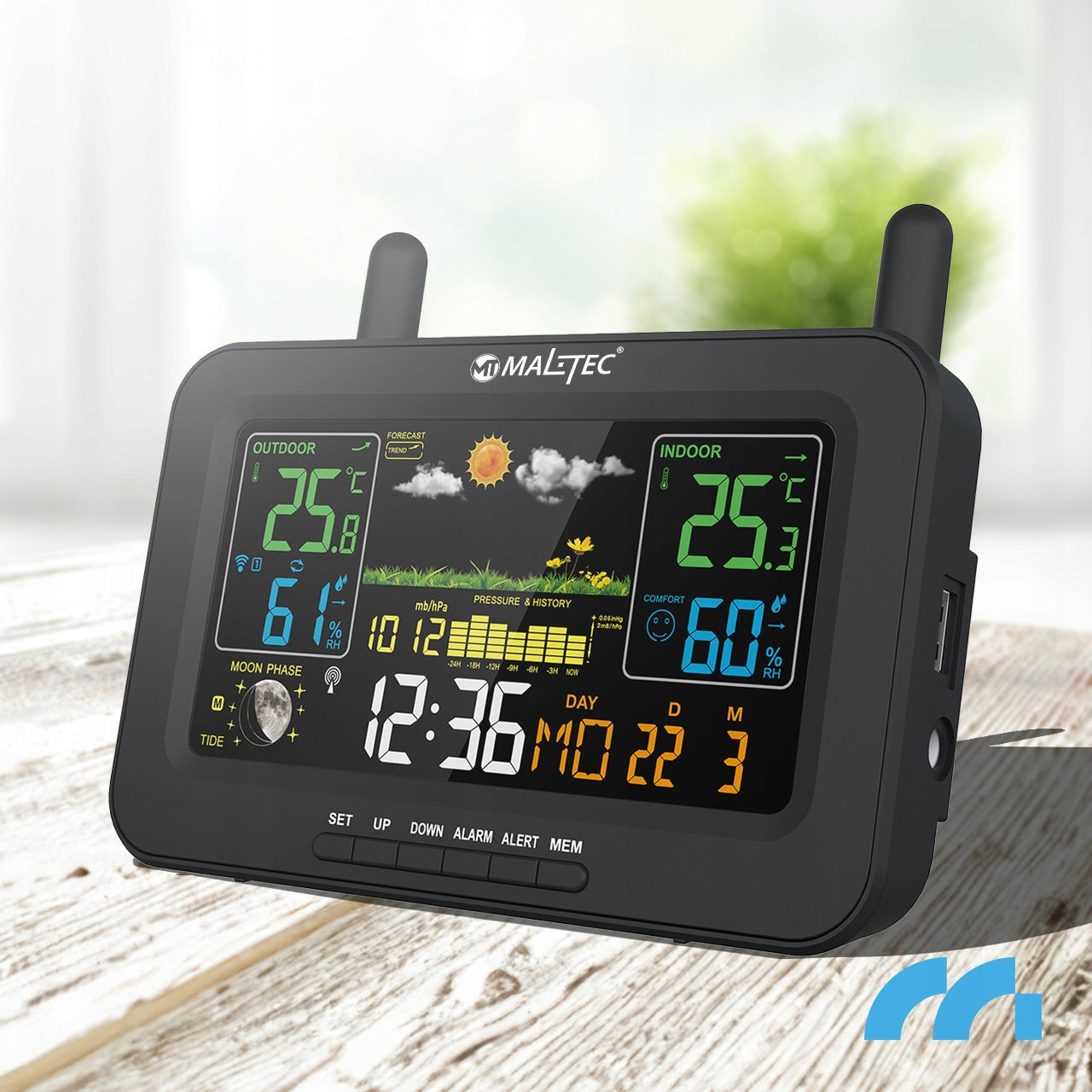 Belaidė stotelis Termometras Barometras Lauko oro jutiklis