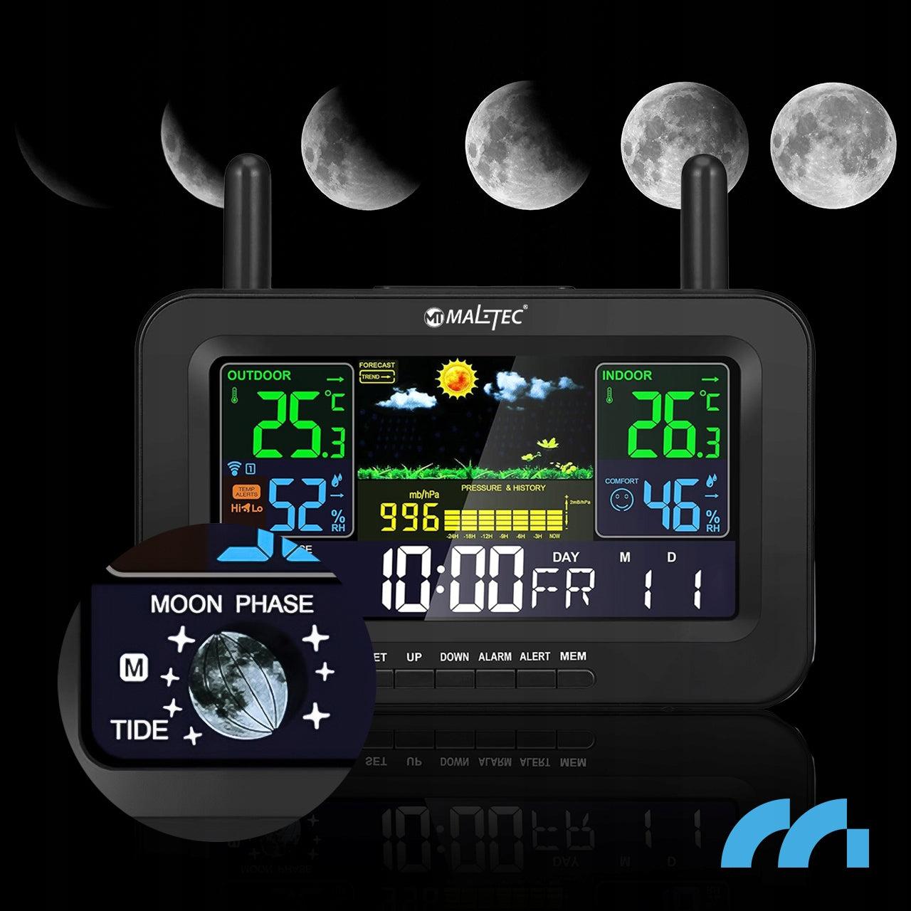 Belaidė stotelis Termometras Barometras Lauko oro jutiklis