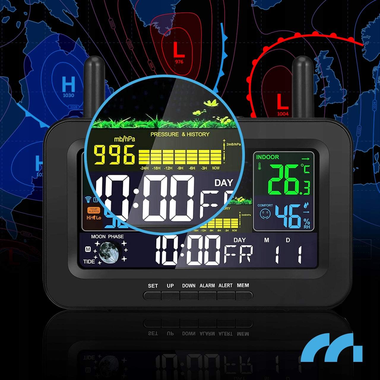 Belaidė stotelis Termometras Barometras Lauko oro jutiklis