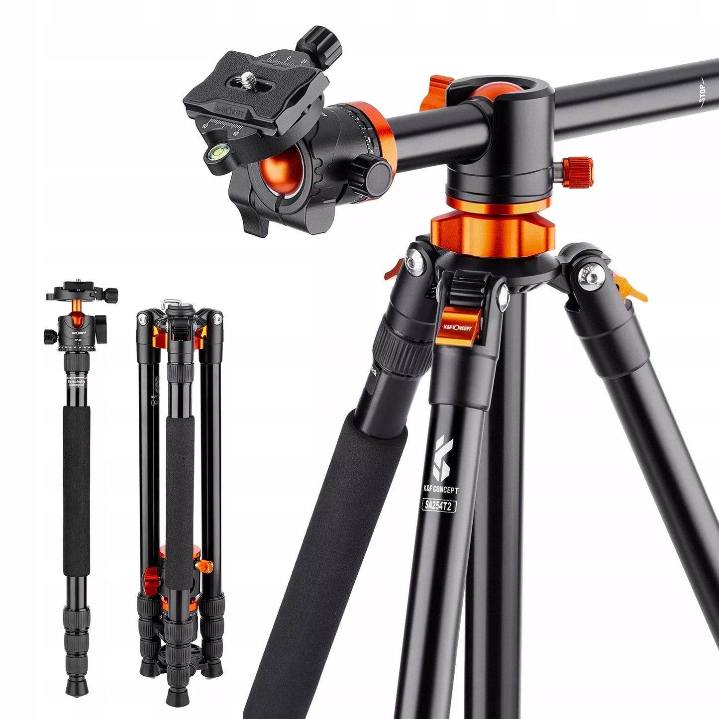 Fotografinis trikojis 230 cm K&F T254A7 su nulenkiamu centriniu stulpu ir monokojo funkcija KF09.119