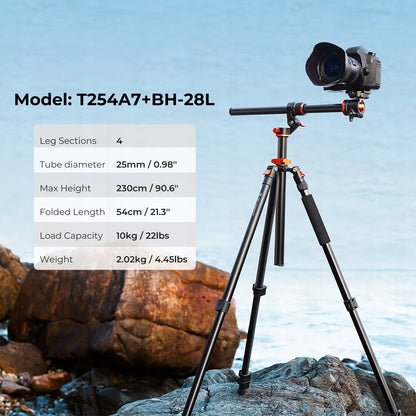Fotografinis trikojis 230 cm K&F T254A7 su nulenkiamu centriniu stulpu ir monokojo funkcija KF09.119
