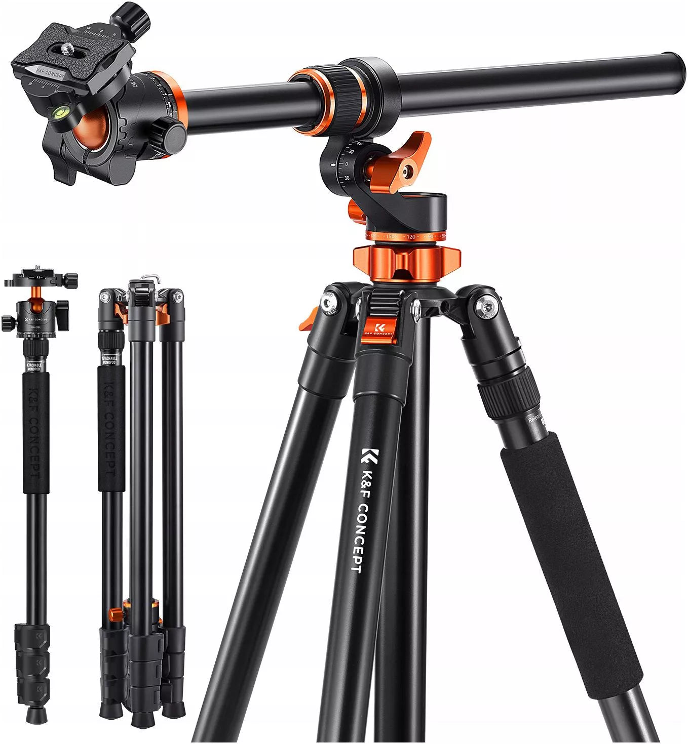 Fotografinis trikojis 230 cm K&F T254A7 su nulenkiamu centriniu stulpu ir monokojo funkcija KF09.119