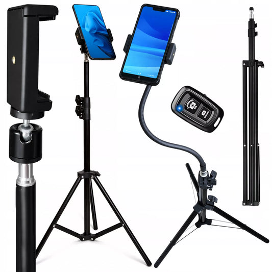 160 cm telefono stovas su lanksčiu telefono laikikliu ir „Bluetooth“ nuotolinio valdymo pulteliu