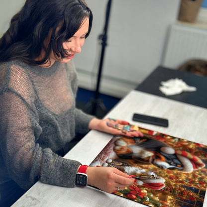 Kalėdinė Medinė Dėlionė Šuo ir Katė 500 elementų Wooden.City