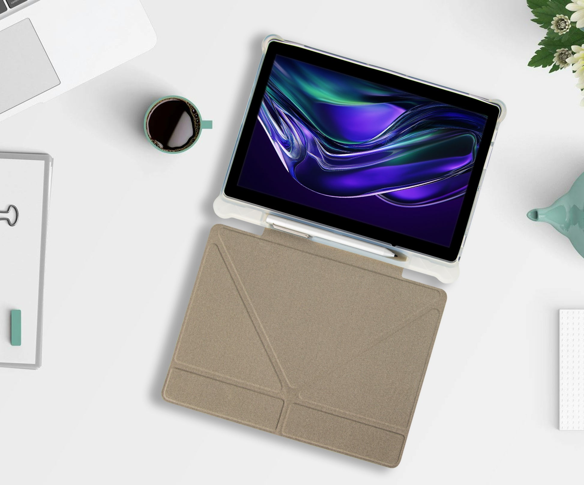 TABLETĖ ANDROID 10" LTE 4/128GB 8000 mAh WIFI GPS SIM KROVIKLIS STILIUS JUODA