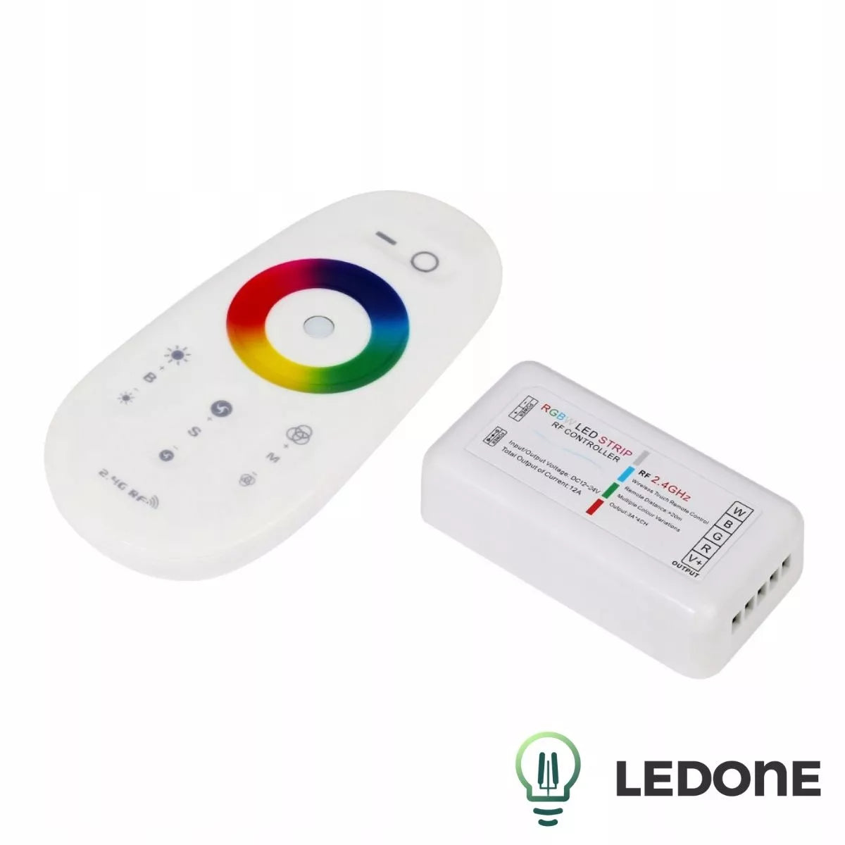 LED juostos rinkinys RGBW – 5 m, šiltai / šaltai balta, su pulteliu ir 12 V maitinimu