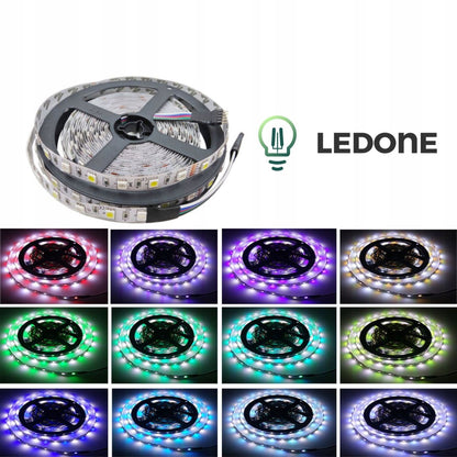 LED juosta RGBW Šiltai balta Šaltai balta Rinkinys 5m Su pulteliu Maitinimo blokas 5050 12V CE