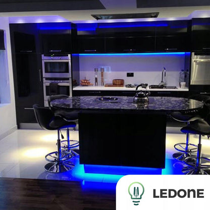 LED juosta RGBW Šiltai balta Šaltai balta Rinkinys 5m Su pulteliu Maitinimo blokas 5050 12V CE