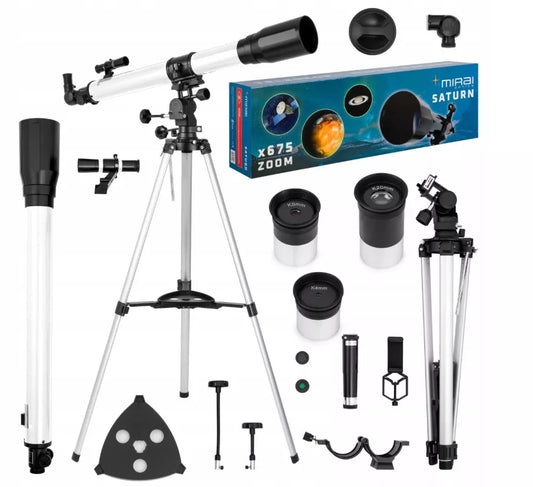 Astronominis teleskopas Mirai Optics Saturn F90070 AZIII su išmaniojo telefono adapteriu