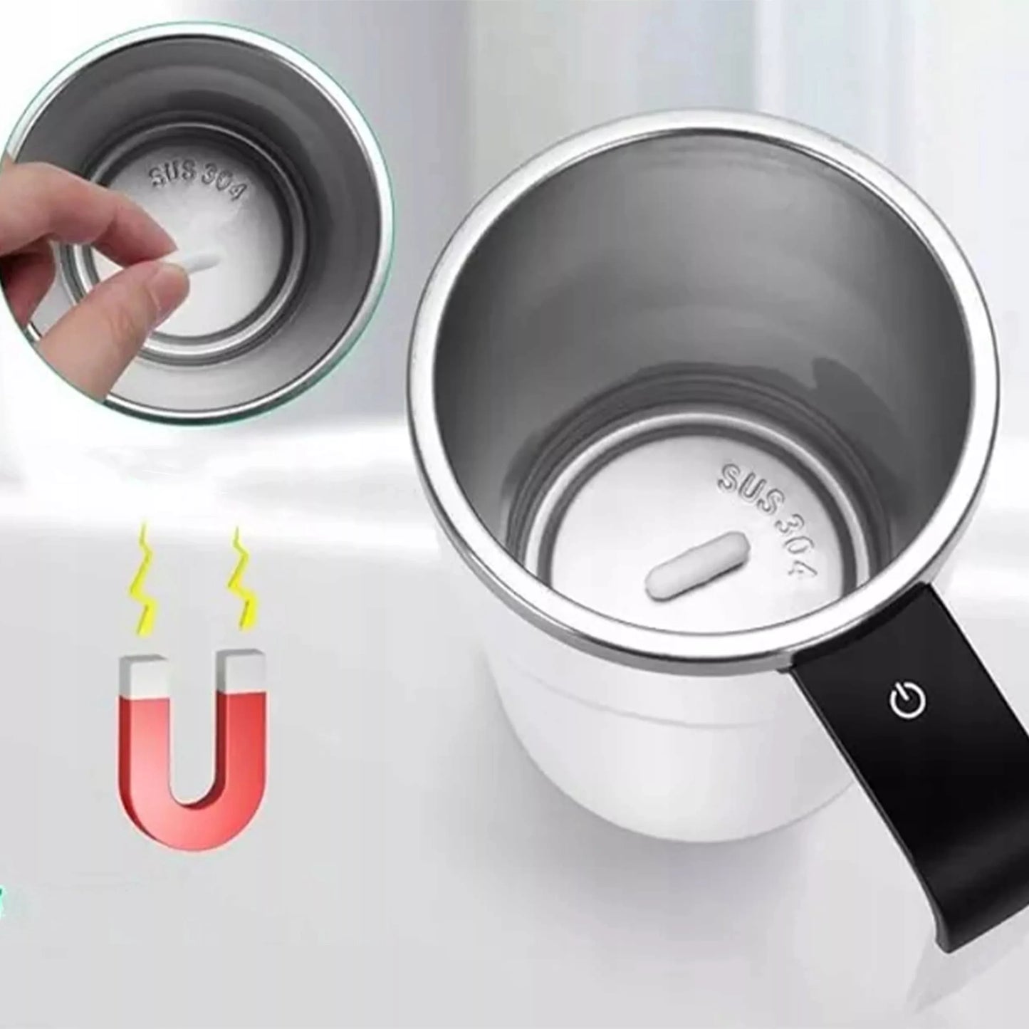 TERMOSAS TERMOKUBILIS AUTOMATINIS SU MAIŠYTUVU LCD USB MAGNETINIS SMART