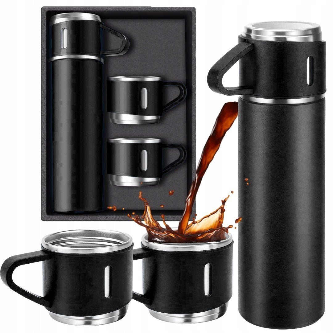 TERMOSAS SU PUODELIAIS 500ml +3 KUBELIAI PLIENO RINKINYS DOVANA KALĖDOMS KALĖDŲ SENELIUI