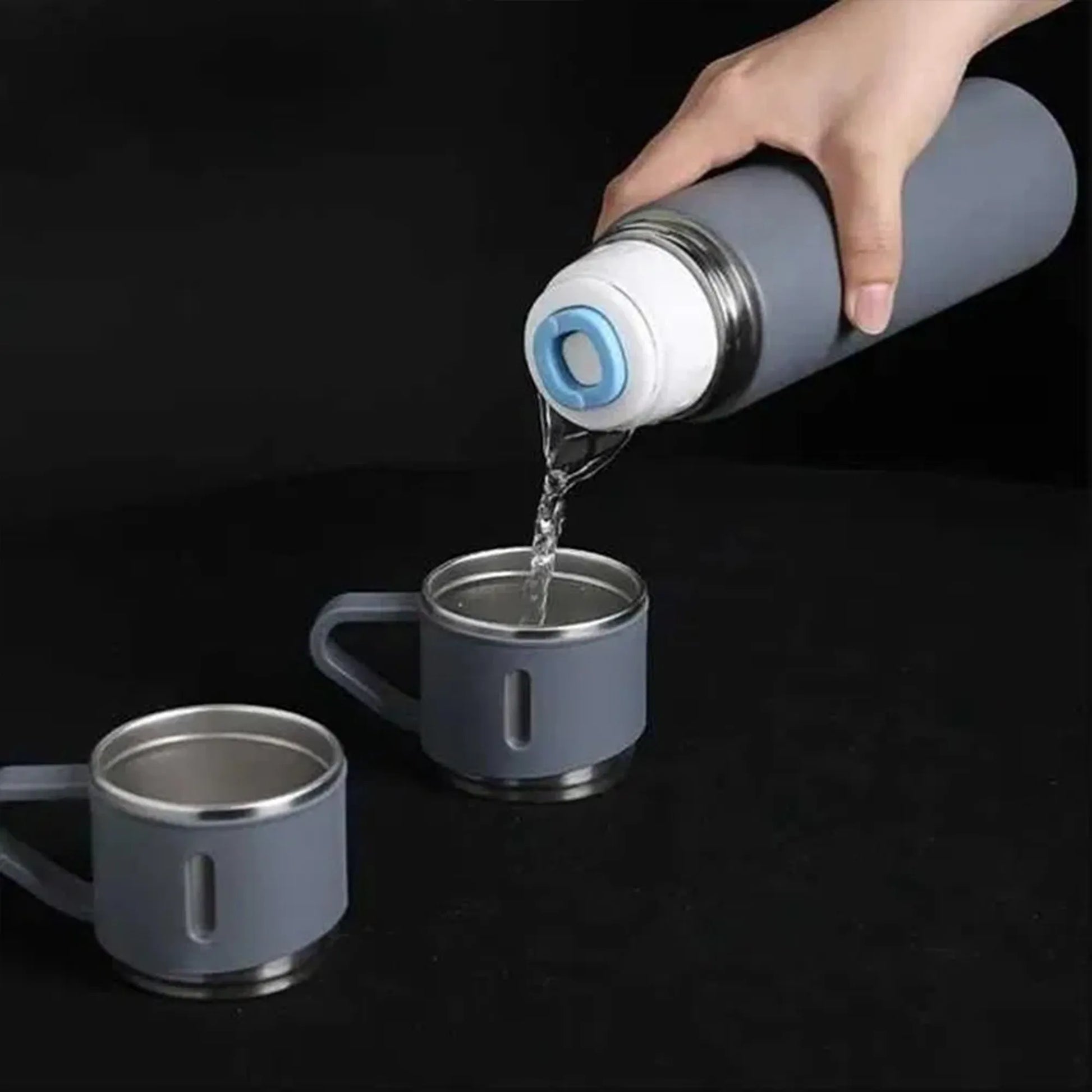 Termosas su puodeliais 500ml + 3 puodeliai plieninis dovanų rinkinys komplektas