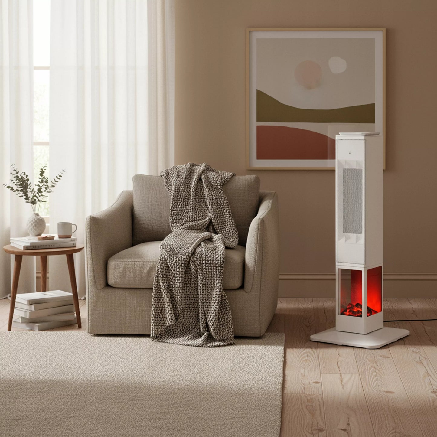 Ventiliatoriumi, židinio tipo elektrinis šildytuvas, ventiliatorius 2400W