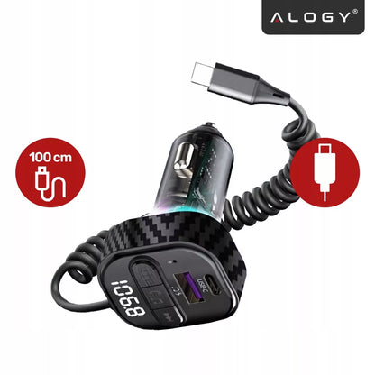 BLUETOOTH FM SIŲSTUVAS AUTOMOBILINIS ĮKROVIKLIS 30W BT 5.3 QC3.0 USB-C LAIDAS