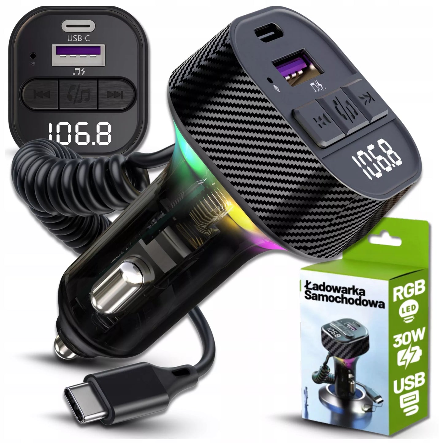 Automobilinis Bluetooth FM siųstuvas 30W BT5.3