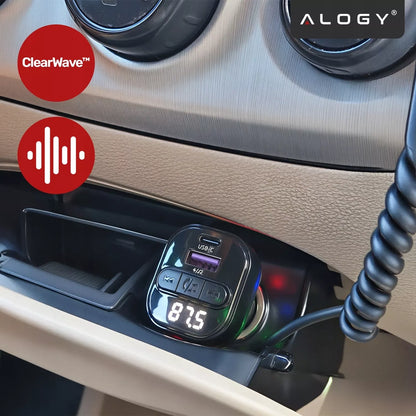BLUETOOTH FM SIŲSTUVAS AUTOMOBILINIS ĮKROVIKLIS 30W BT 5.3 QC3.0 USB-C LAIDAS