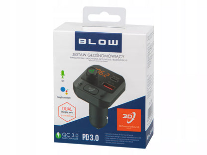 Automobilinis FM siųstuvas USB-C PD QC3.0 Įkroviklis