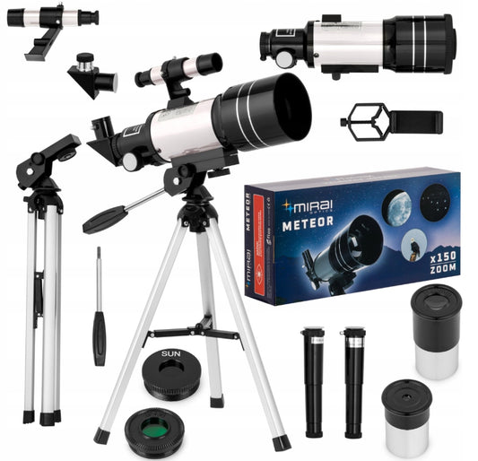 Mirai Optics Meteor teleskopas, žiūronai, PRO XL rinkinys F30070 300mm, priedai, dovana vaikui