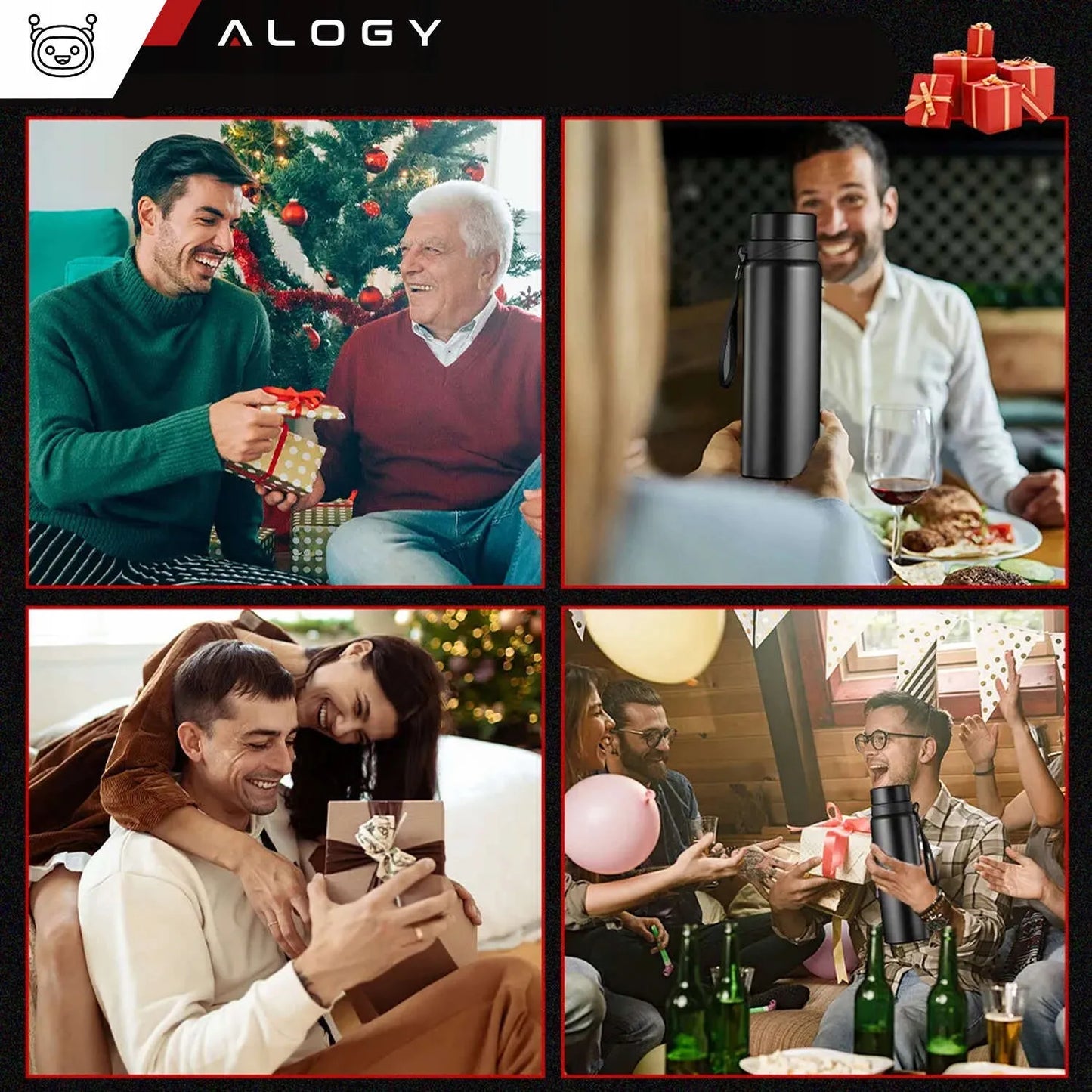 Alogy termosas butelis 1 l juodas