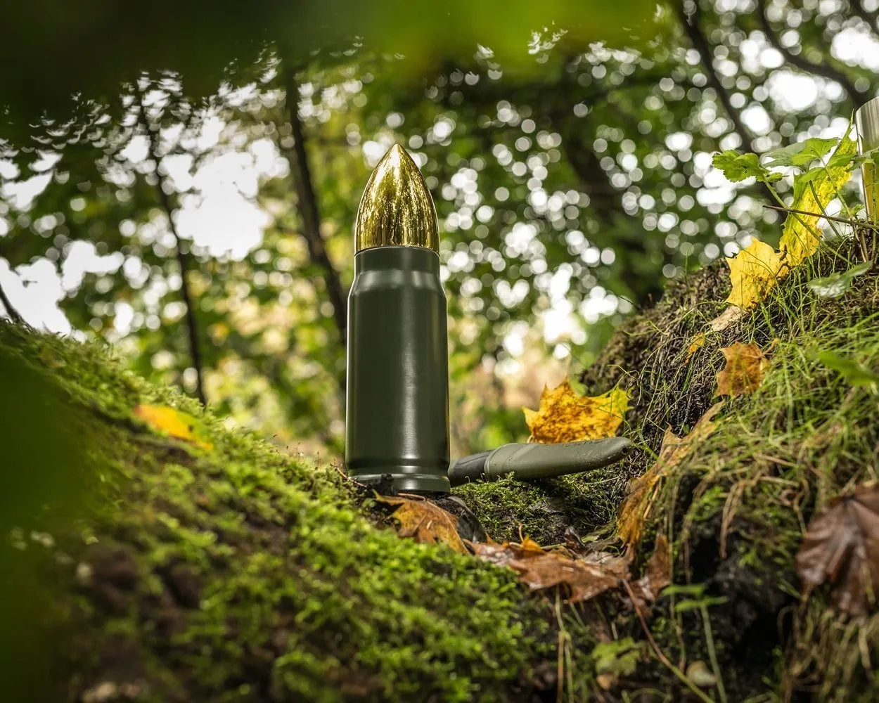 Artilerijos sviedinio formos termosas – ARMY GREEN šovinys 350 ml dovana kareiviui