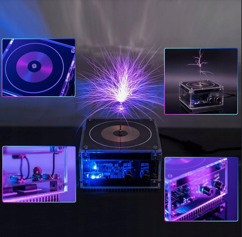 Tesla ritės modulis su žaibo plazma ir Bluetooth garsiakalbiu