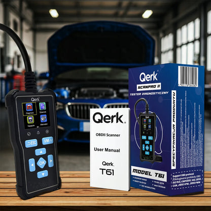 OBD2 skaitytuvas lenkišku meniu QERK T61 diagnostinė sąsaja