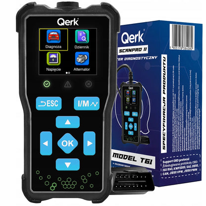 OBD2 skaitytuvas lenkišku meniu QERK T61 diagnostinė sąsaja