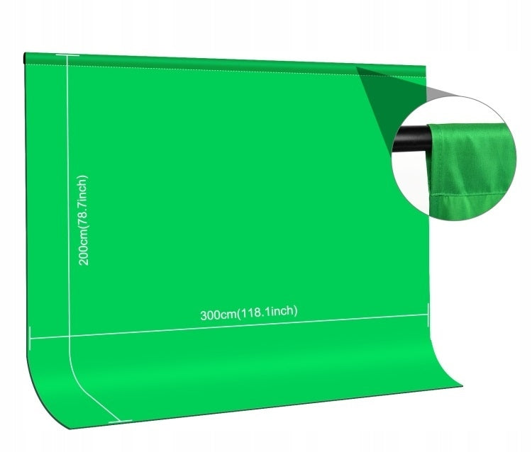 Žalias medžiaginis green screen fonas 3x2m