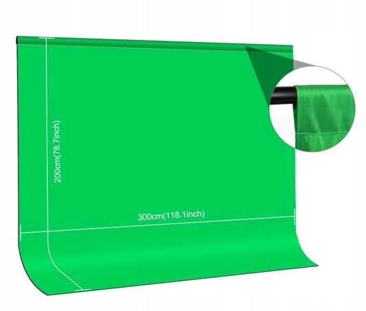 Žalias medžiaginis green screen fonas 3x2m