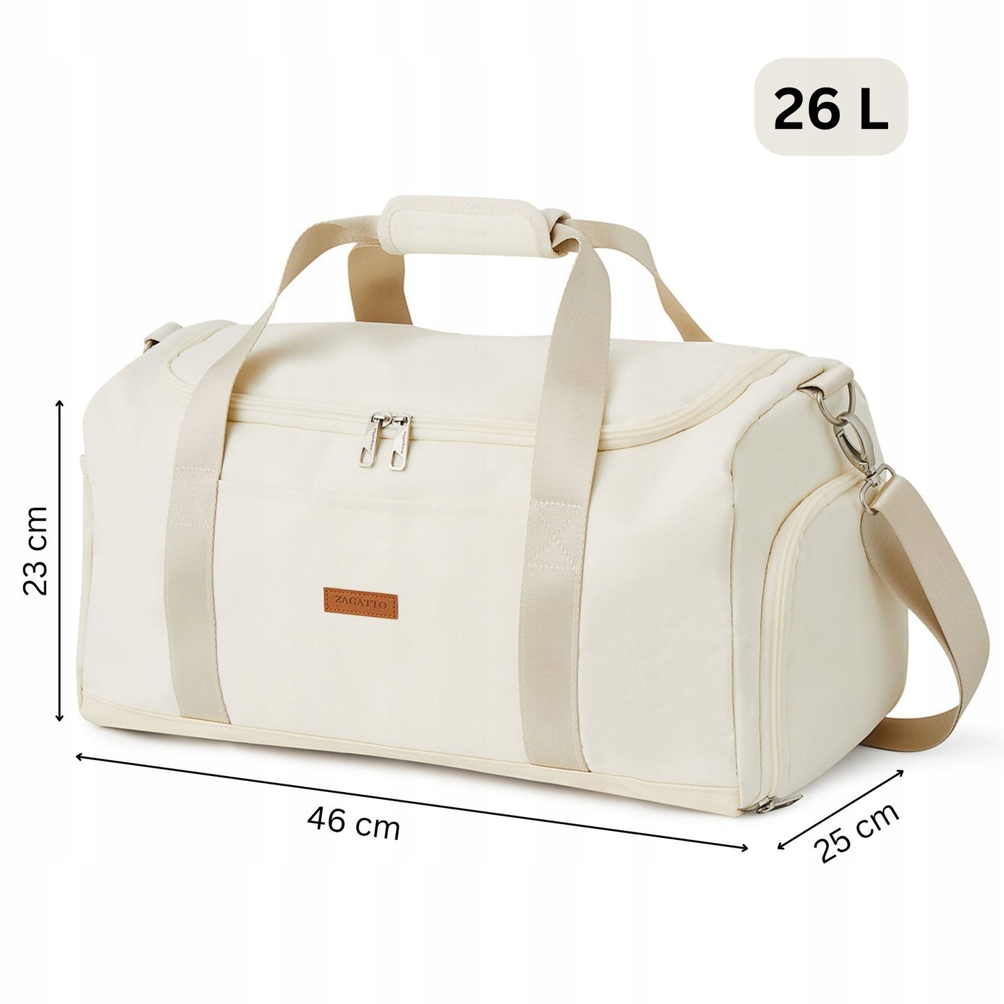 Moteriškas sportinis kelioninis krepšys treniruotėms, sporto salei, smėlio spalvos ZAGATTO