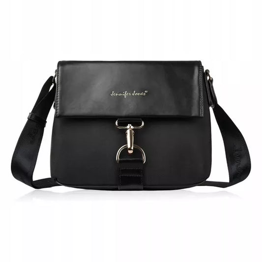 Maža juoda moteriška rankinė ant peties su aukso detalėmis