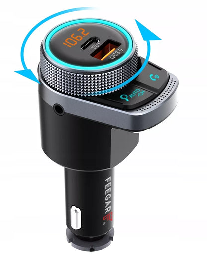 Feegar Bluetooth FM siųstuvas AUX Greitasis įkroviklis QC 3.0 38W AutoSearch