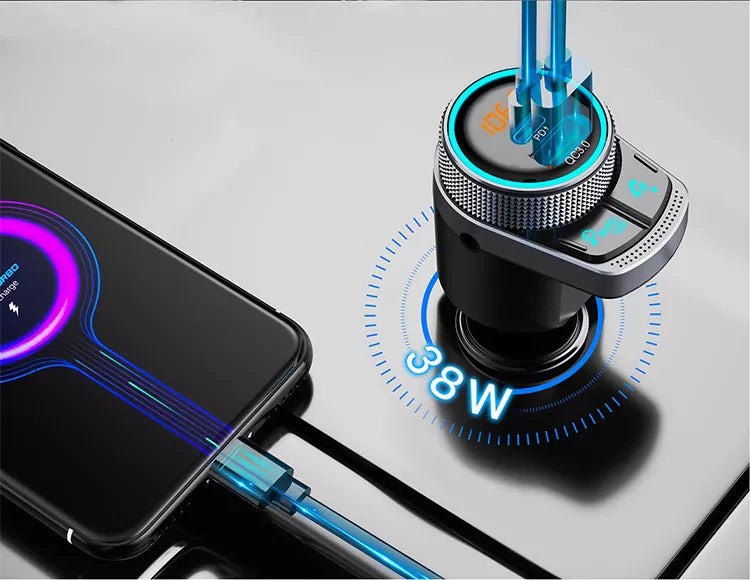 Feegar Bluetooth FM siųstuvas AUX Greitasis įkroviklis QC 3.0 38W AutoSearch