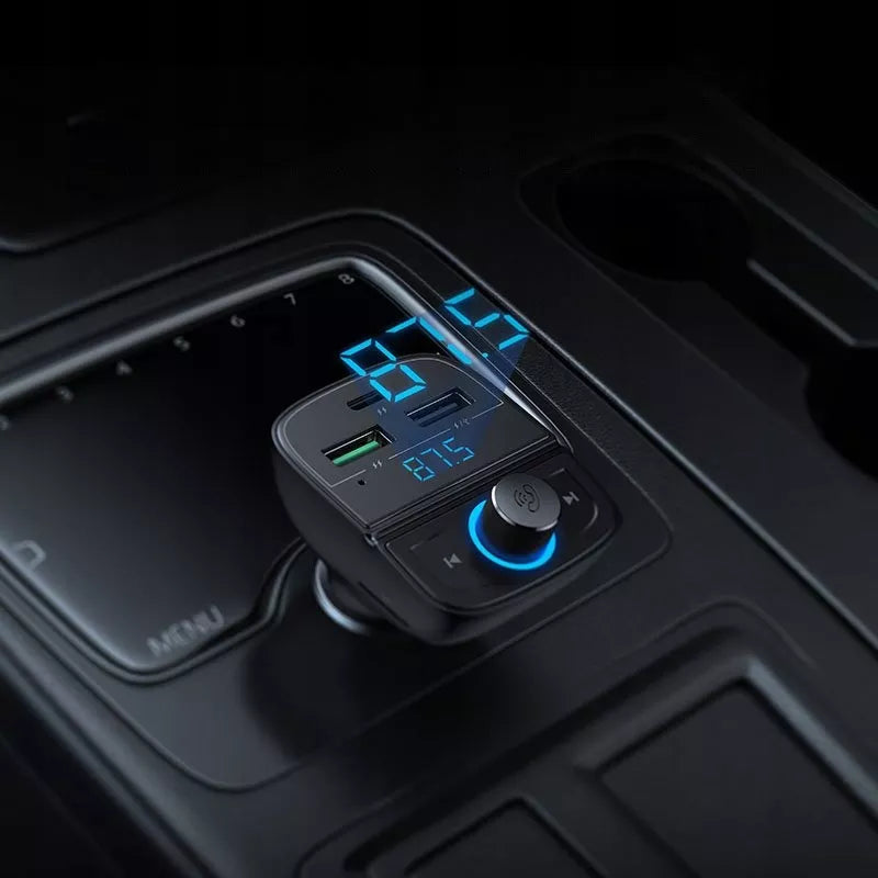 FM MP3 siųstuvas Bluetooth 5.0 automobilinis įkroviklis 3xUSB juodas