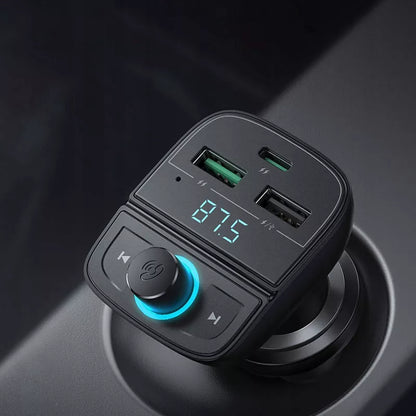 FM MP3 siųstuvas automobiliui, įkroviklis 3xUSB juodas