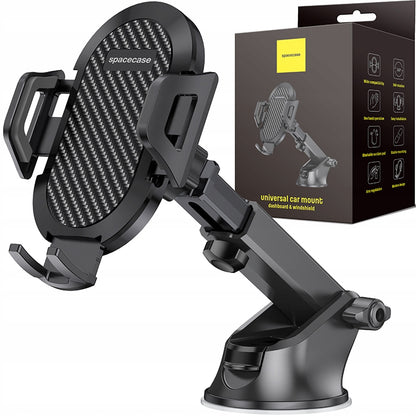 Tvirtas automobilinis laikiklis telefonui ant priekinio stiklo, prietaisų skydelio, salono