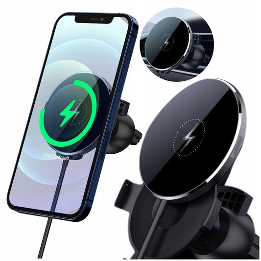 Automobilinis laikiklis MAG SAFE, belaidis įkroviklis 15W, skirtas iPhone 14, 15, 16, 17