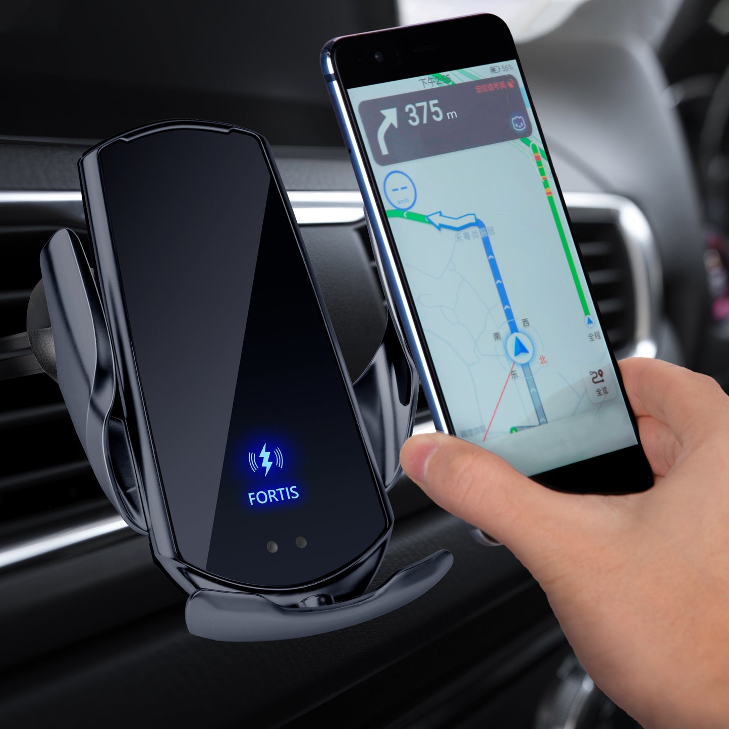 Automobilinis laikiklis su 15W indukcine įkrove telefonui