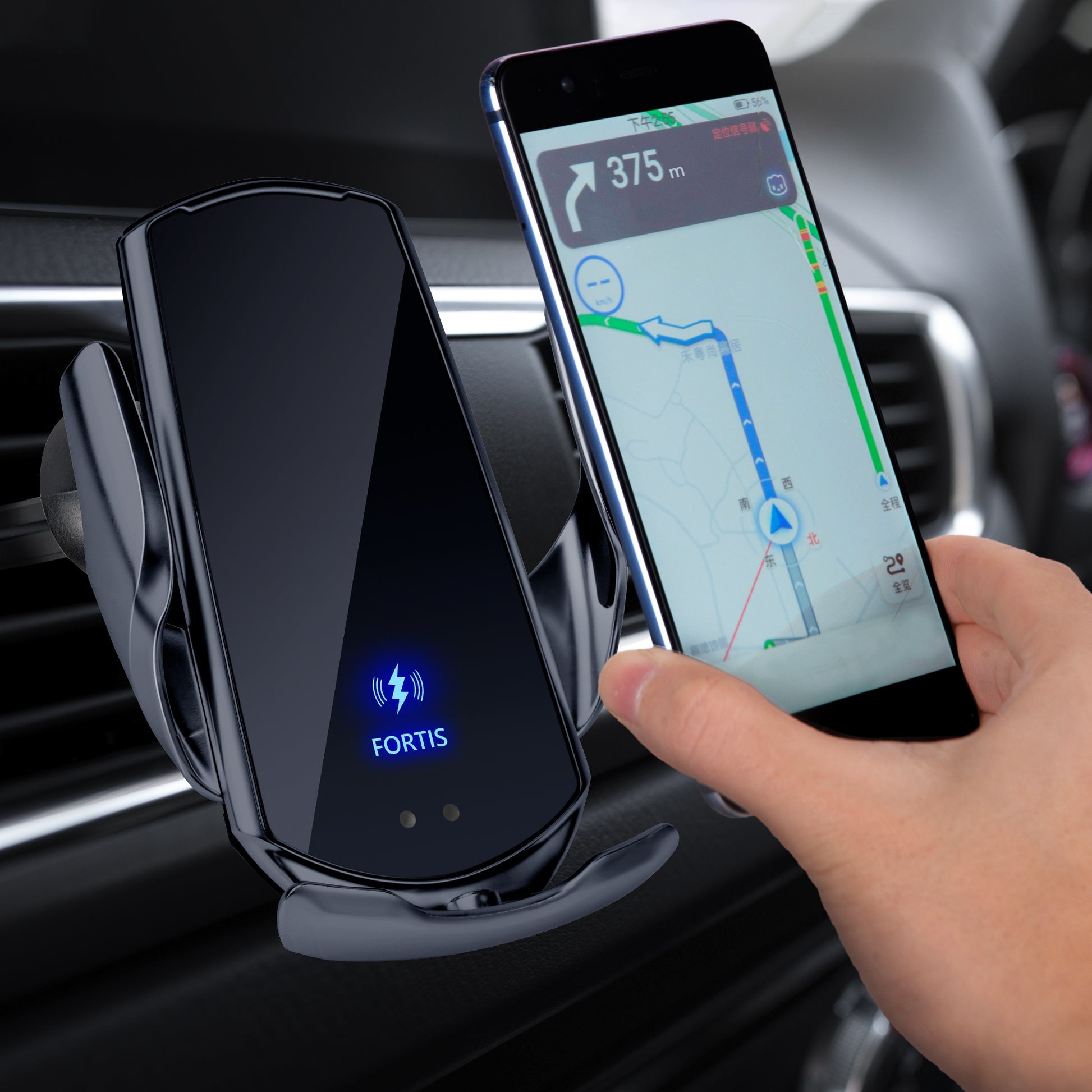 Automobilinis laikiklis su 15W indukcine įkrove telefonui