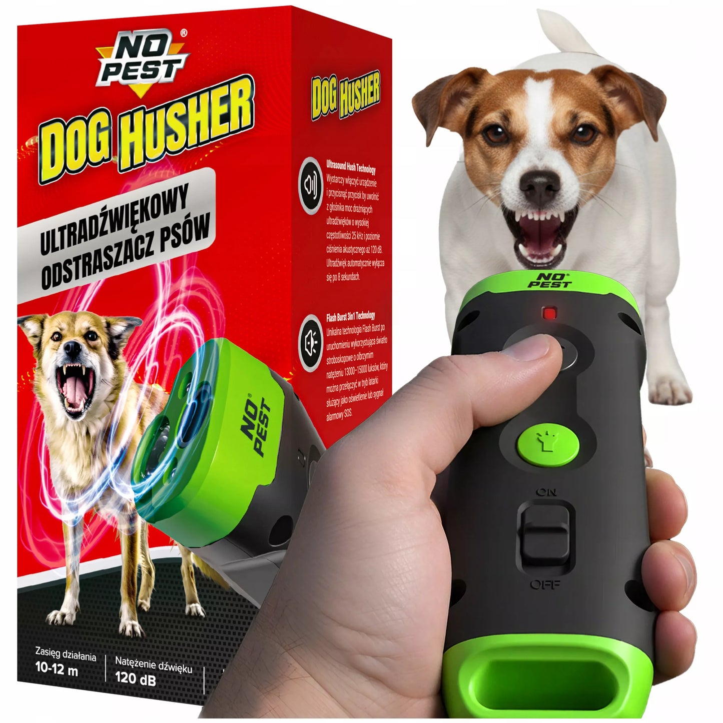 Ultragarsinis šunų atbaidiklis su garsiniu ir šviesos signalu