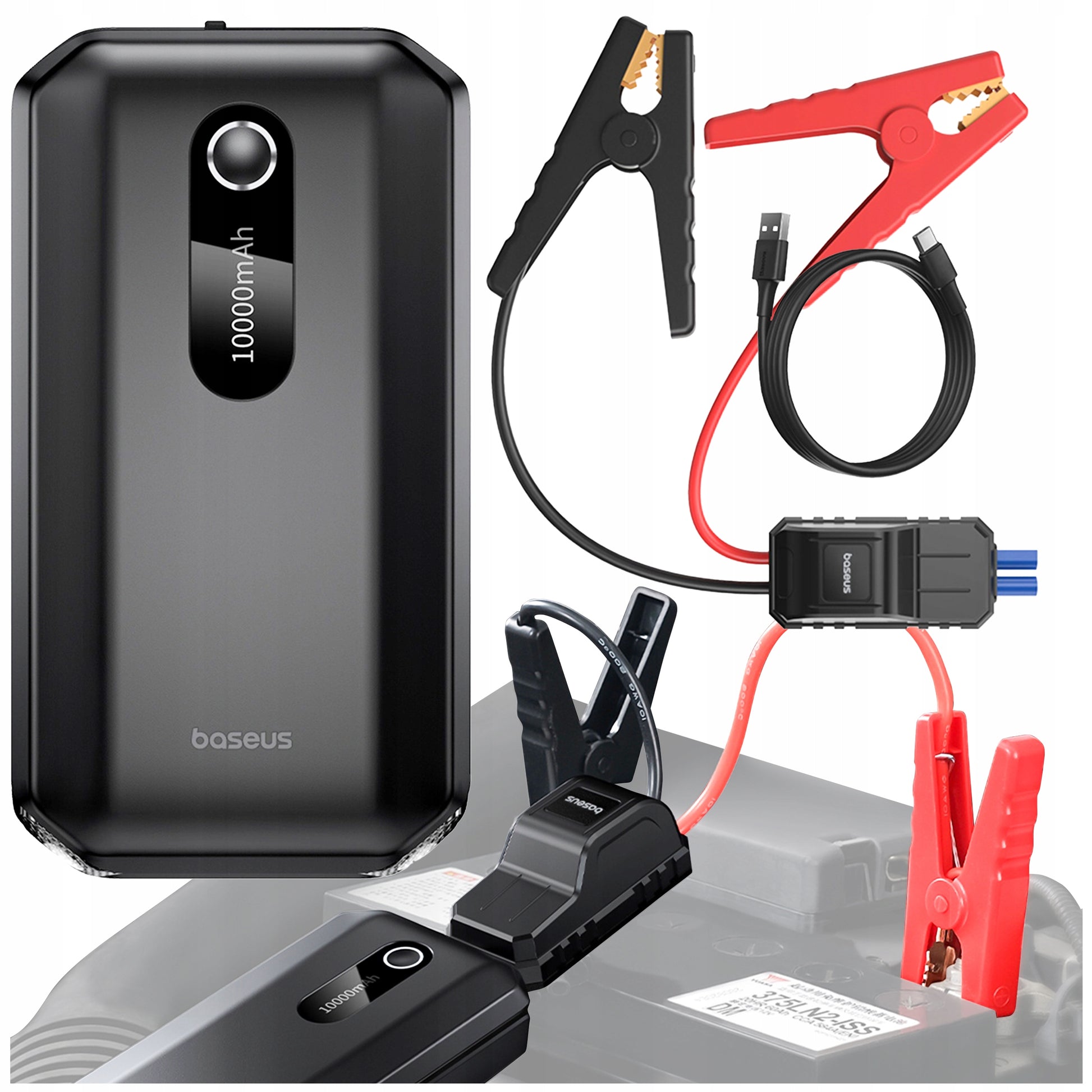 BUSTER Užvedimo įrenginys Jumper Starteris Powerbank Boosteris Klemos Žibintuvėlis