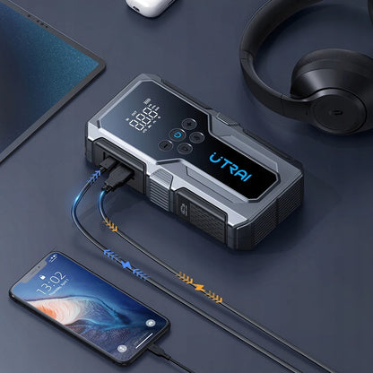 Starteris + kompresorius JUMP STARTER POWERBANK AKUMULIATORIAUS paleidimo įtaisas