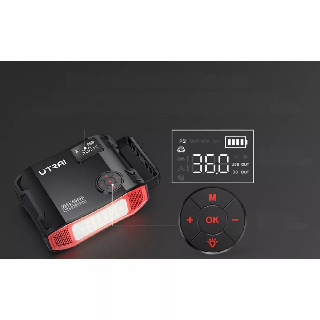 UTRAI JS-5 12V – užvedimo ir krovimo įrenginys / Powerbank, 2000A–6000A