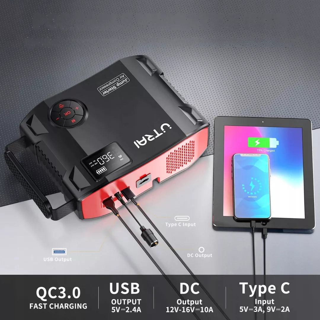 UTRAI JS-5 12V – užvedimo ir krovimo įrenginys / Powerbank, 2000A–6000A