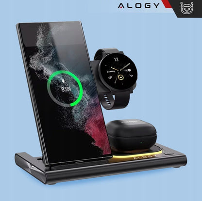 Universalus 3in1 Belaidis Įkrovimo Stovas su LED