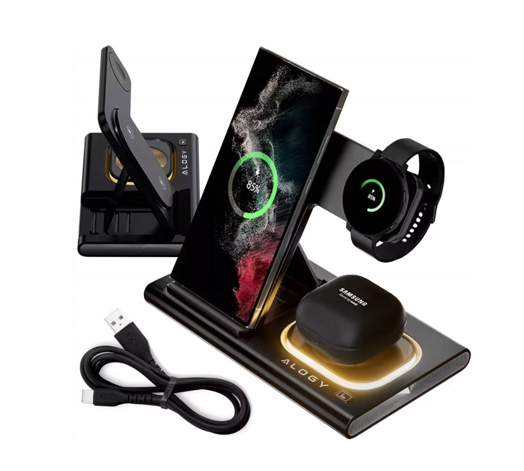 Universalus 3in1 Belaidis Įkrovimo Stovas su LED