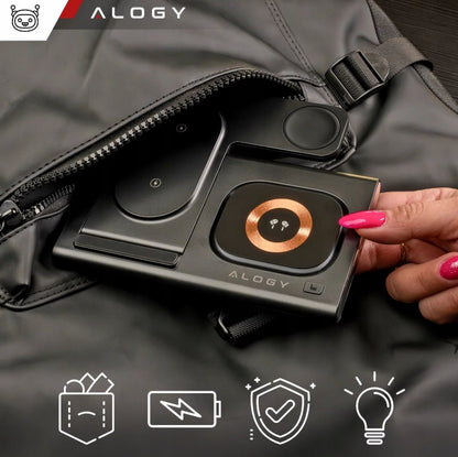 Universalus 3in1 Belaidis Įkrovimo Stovas su LED